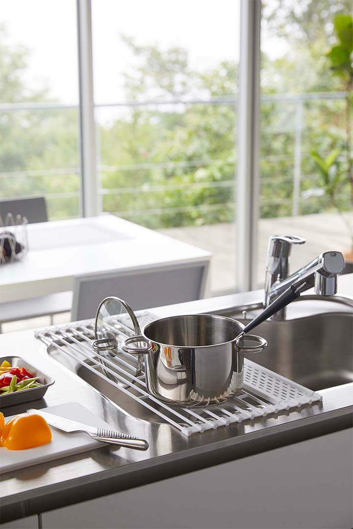 折り畳み水切り タワー シリコーントレー付き S ホワイト