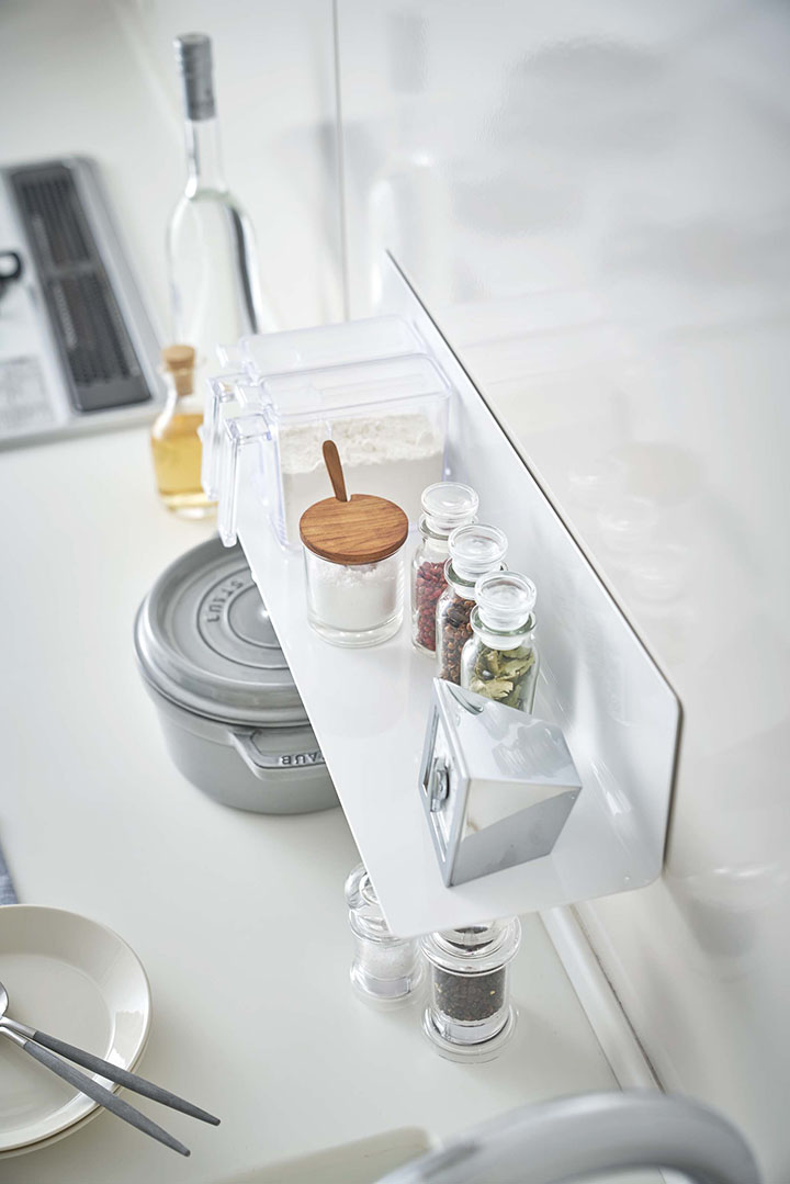 マグネットキッチン棚 タワー ワイド ホワイト