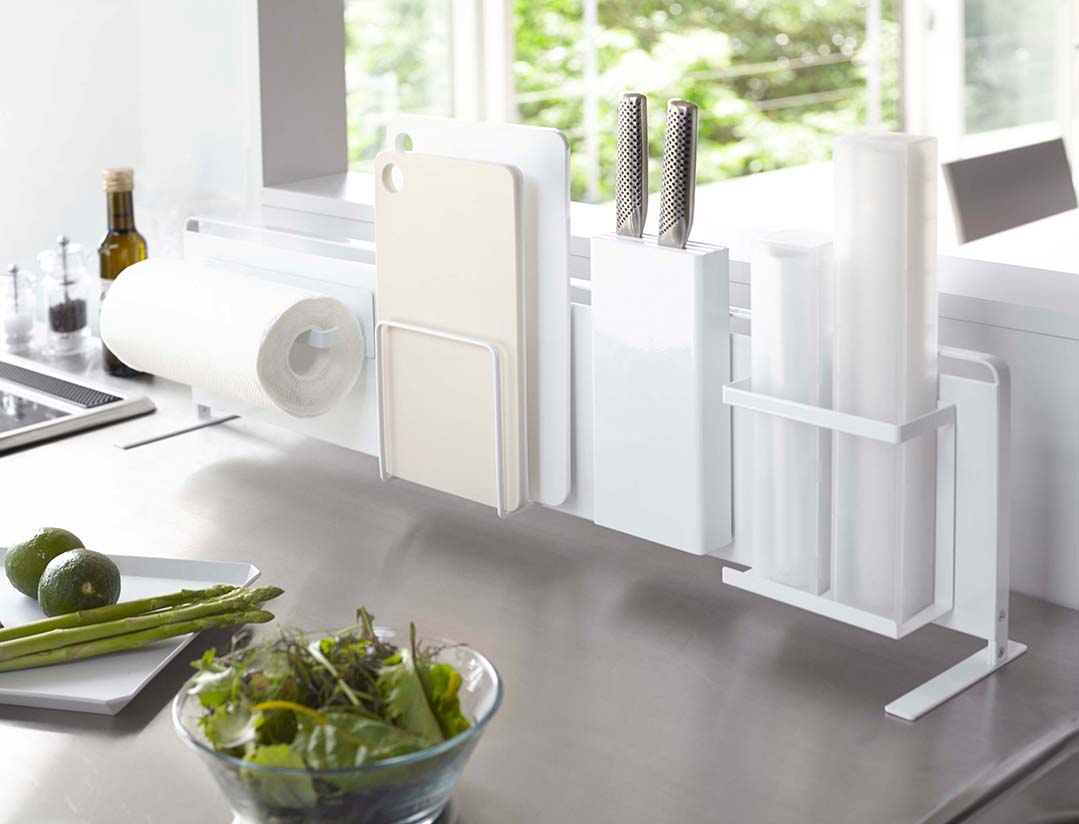 キッチン自立式スチールパネル タワー 横型 ホワイト