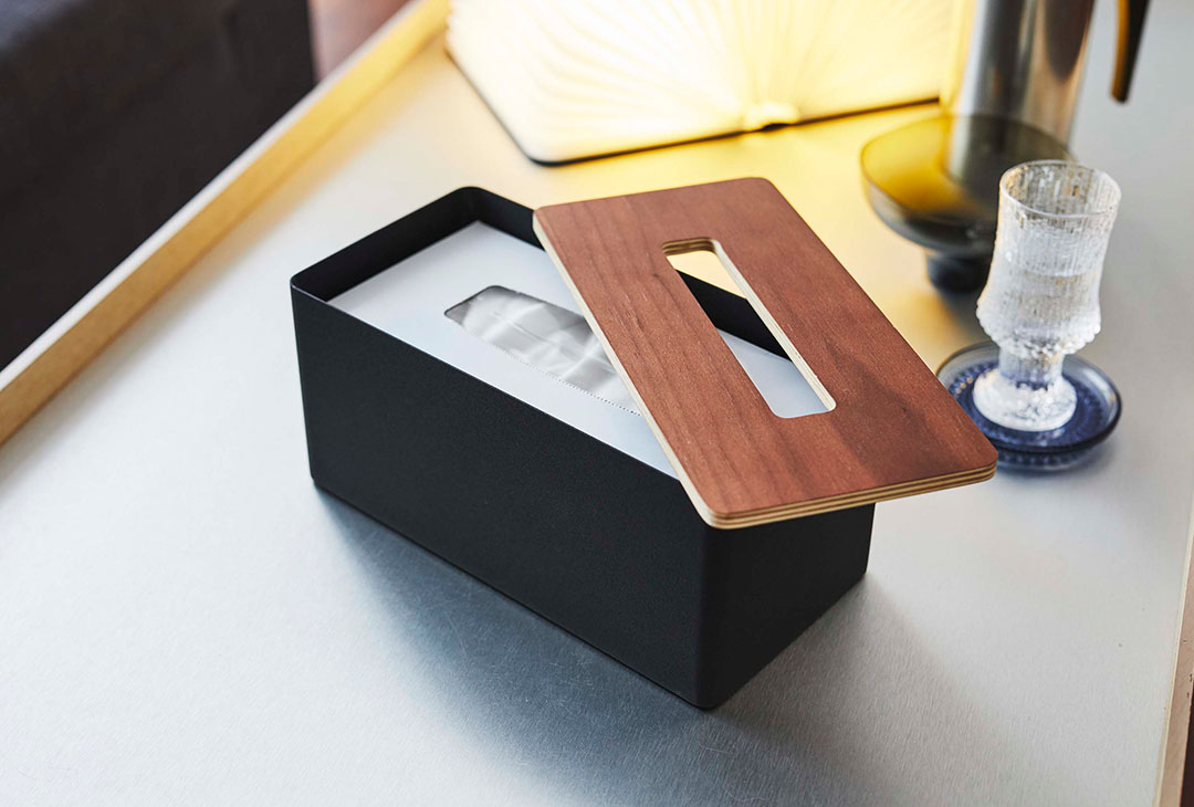 厚型対応蓋付きティッシュケース リン ブラウン