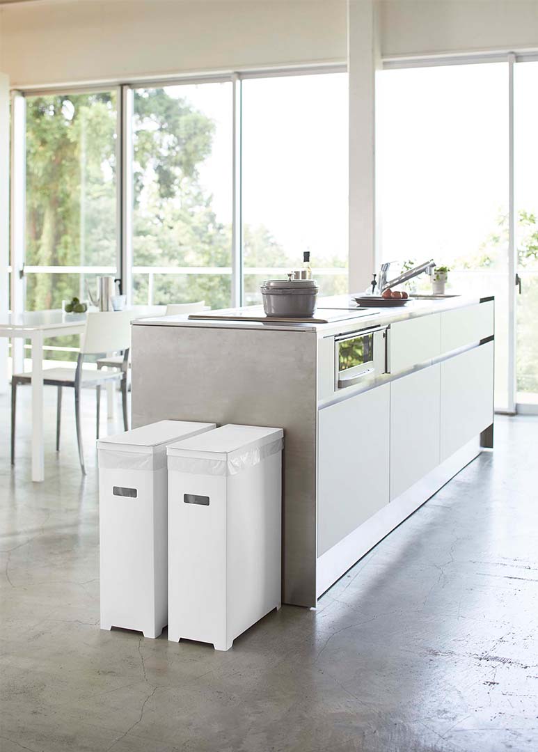 スリム蓋付きゴミ箱 タワー 2個組 ホワイト