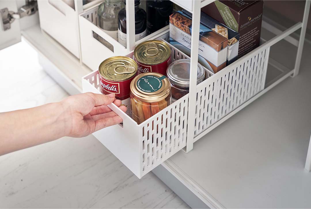 シンク下収納バスケット タワー 2段 ホワイト