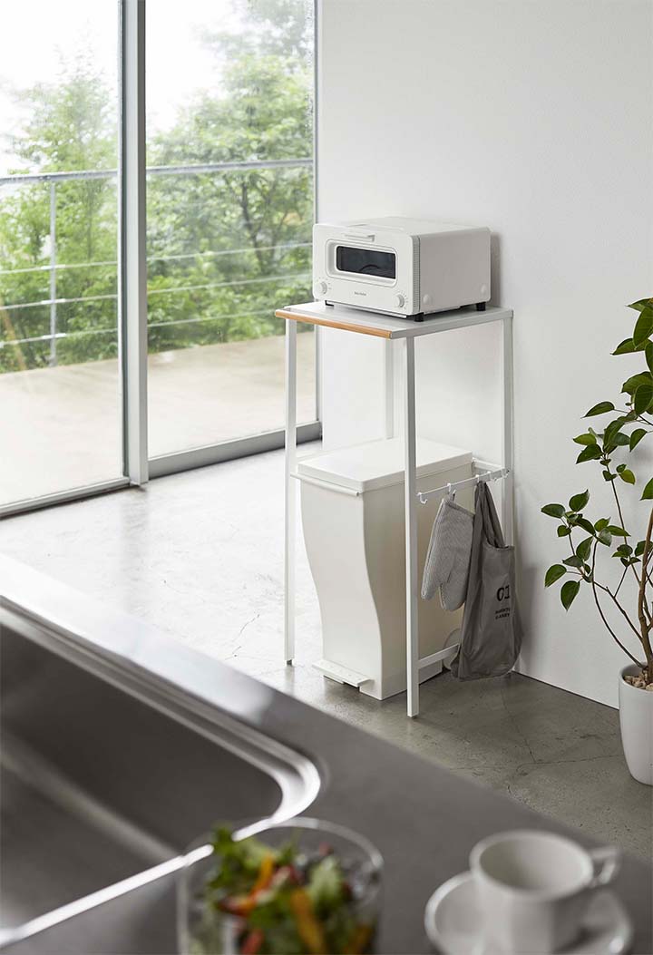 伸縮 ゴミ箱上ラック タワー ホワイト