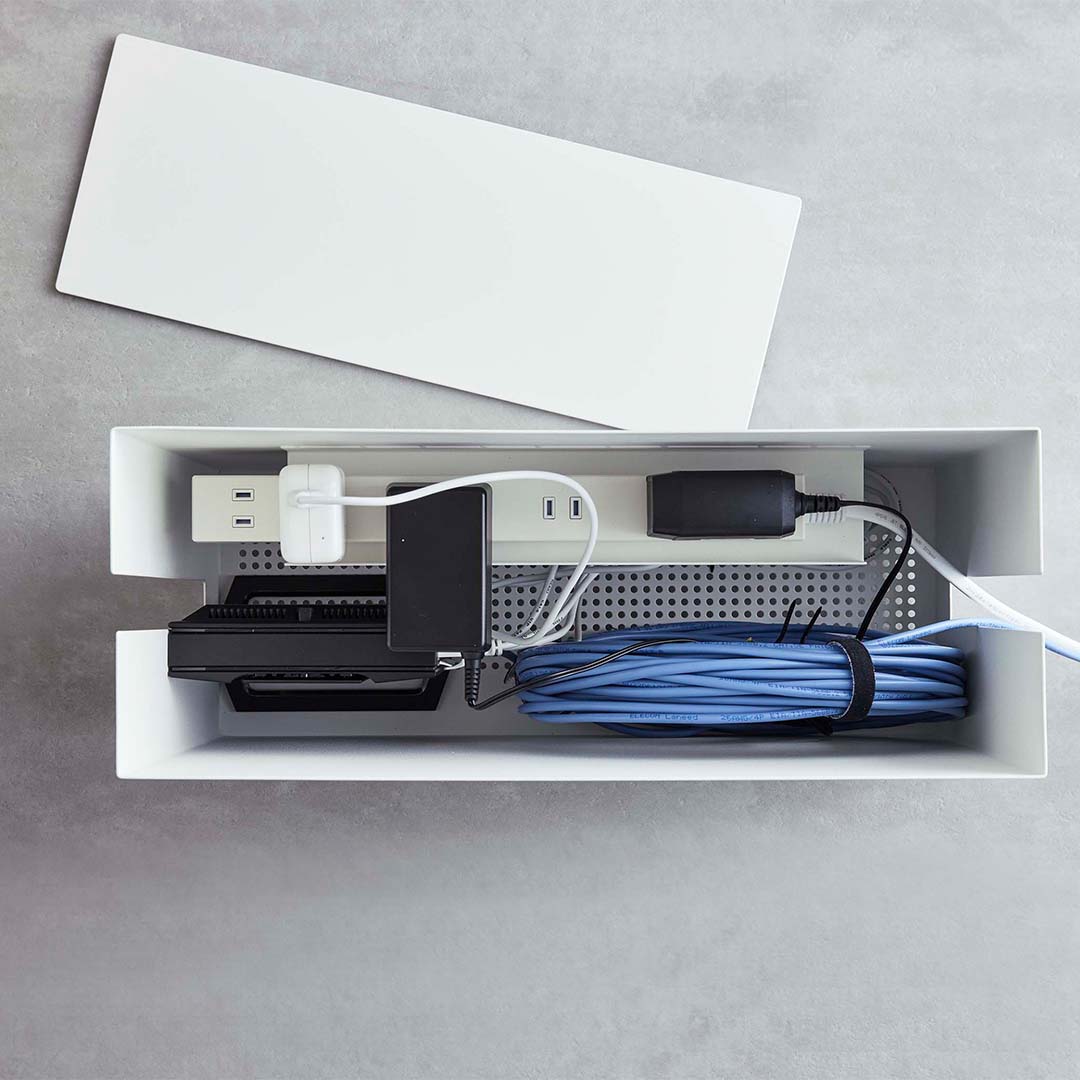 キャスター付きケーブル収納ラック タワー ホワイト