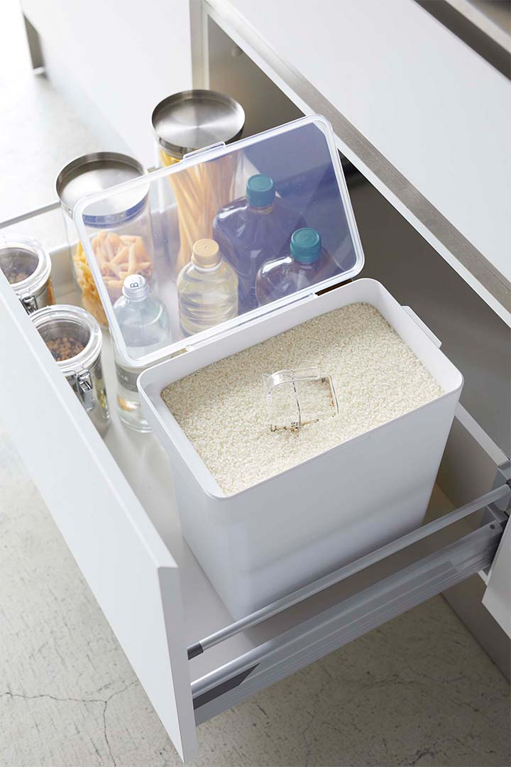 密閉米びつ タワー 10kg 計量カップ付 ホワイト