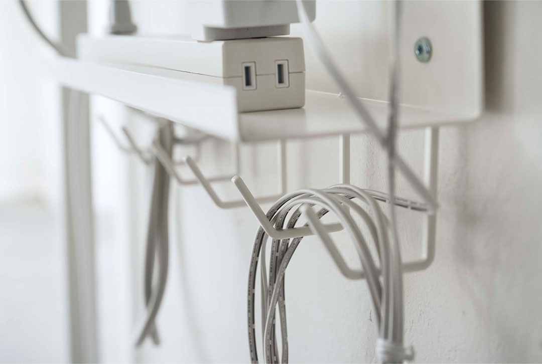 デスク下 ケーブル＆ルーター収納ラック スマート ホワイト