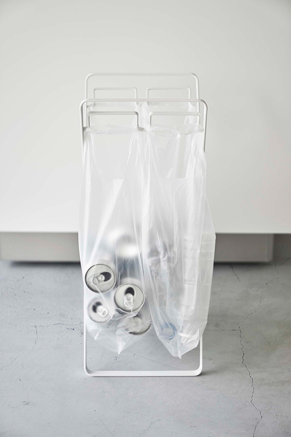 レジ袋2連&30Lゴミ袋スタンド タワー ブラック