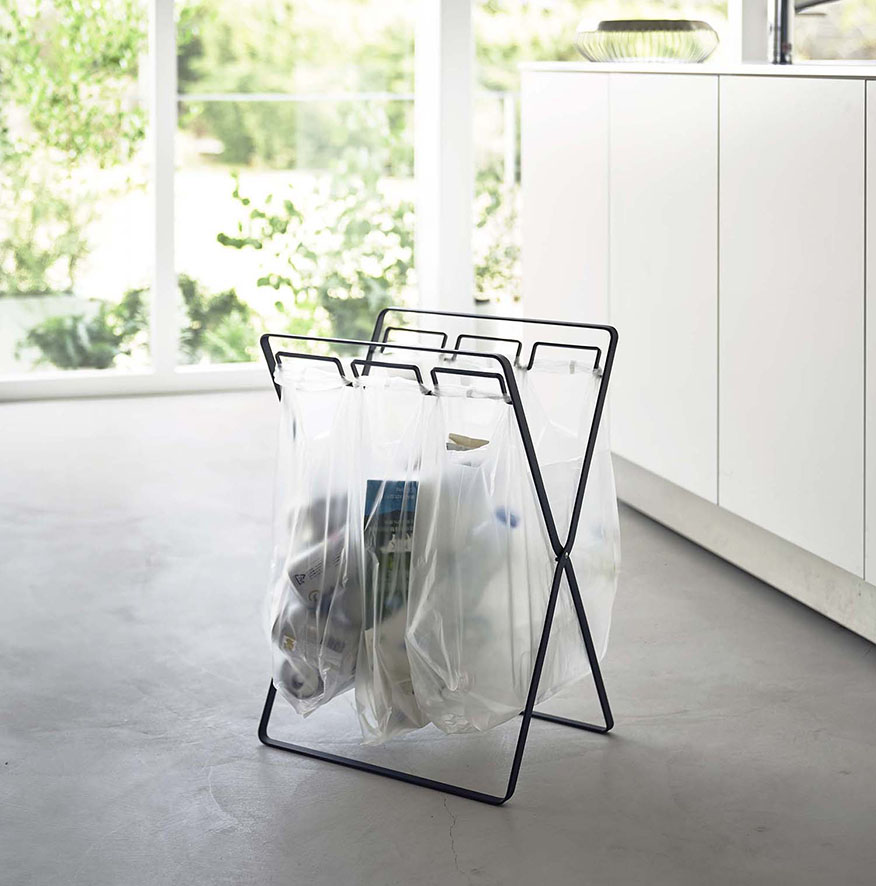 レジ袋3連＆45Lゴミ袋スタンド タワー ホワイト