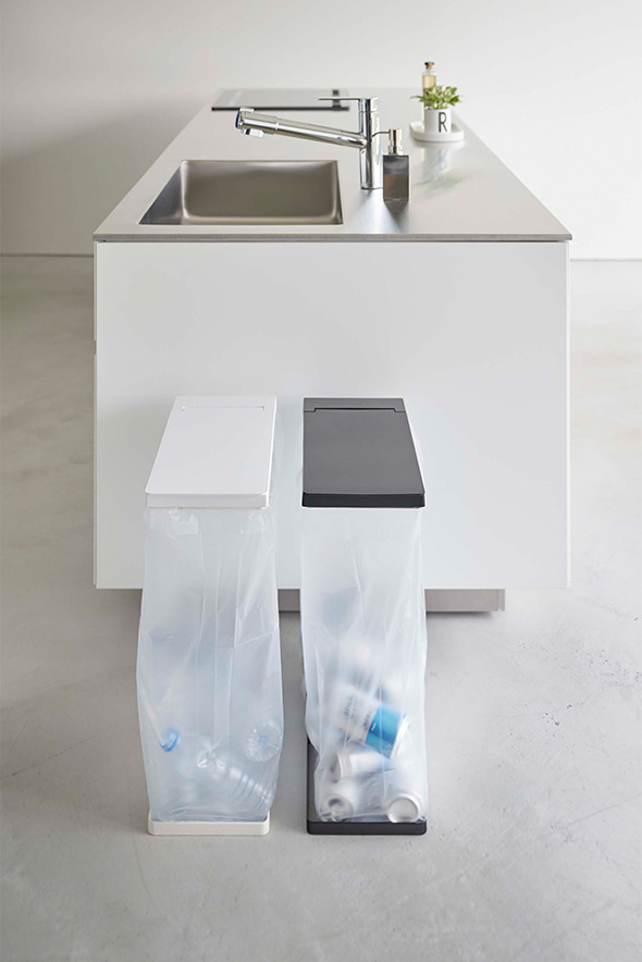 スリム蓋付き分別ゴミ袋ホルダー タワー 45L ホワイト