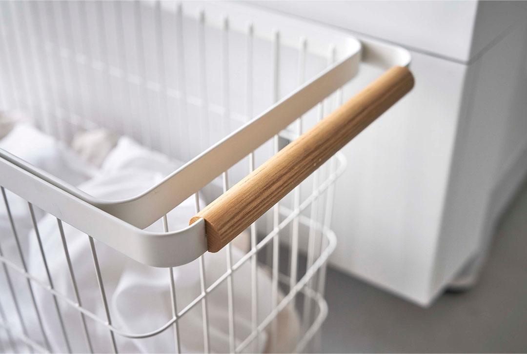 ランドリーバスケット トスカ キャスター付き ワイド＆ロー ホワイト