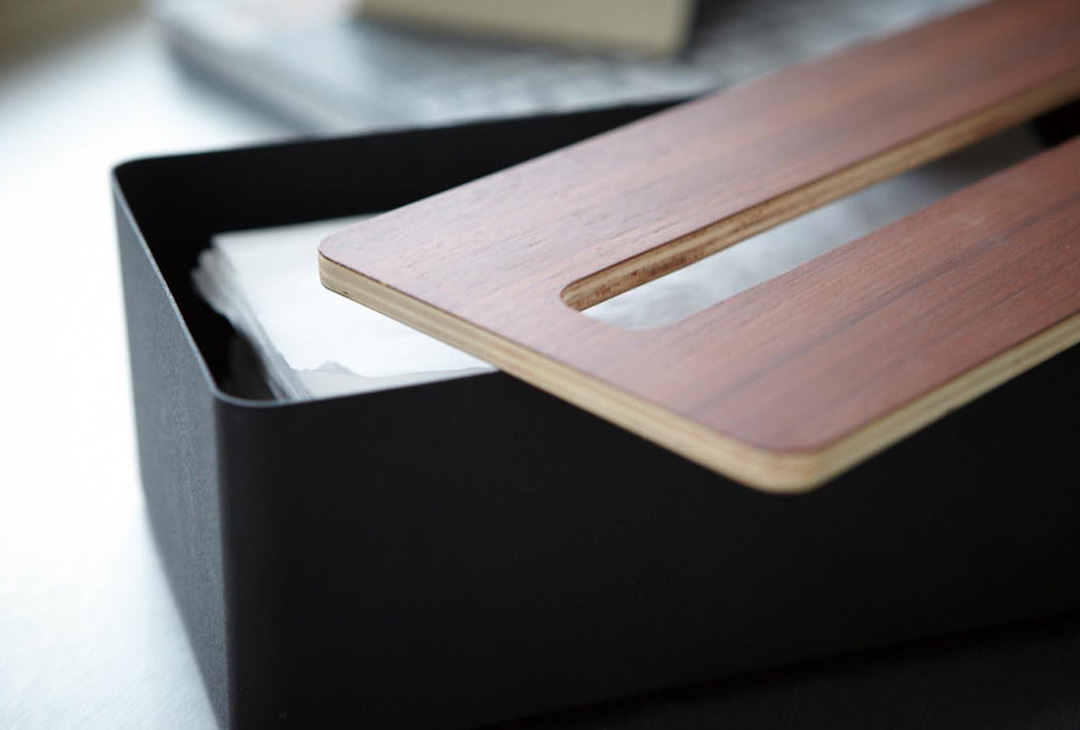 蓋付きティッシュケース リン L ブラウン