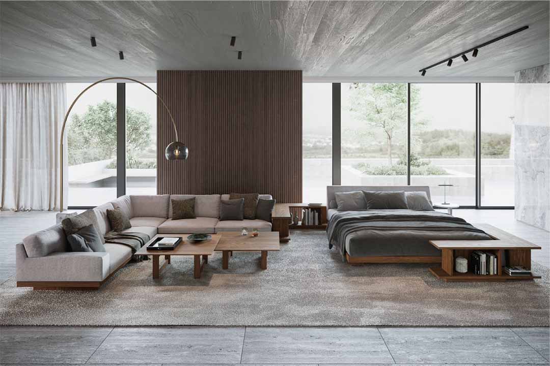 デニッシュソファワンアームカウチ W90 R（脚カラー：ウォールナット） RANK3 FLORUS（シルバー）