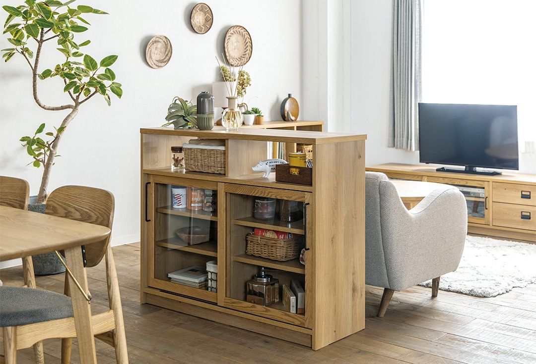 1200キャビネットガラス扉 ダストン BE