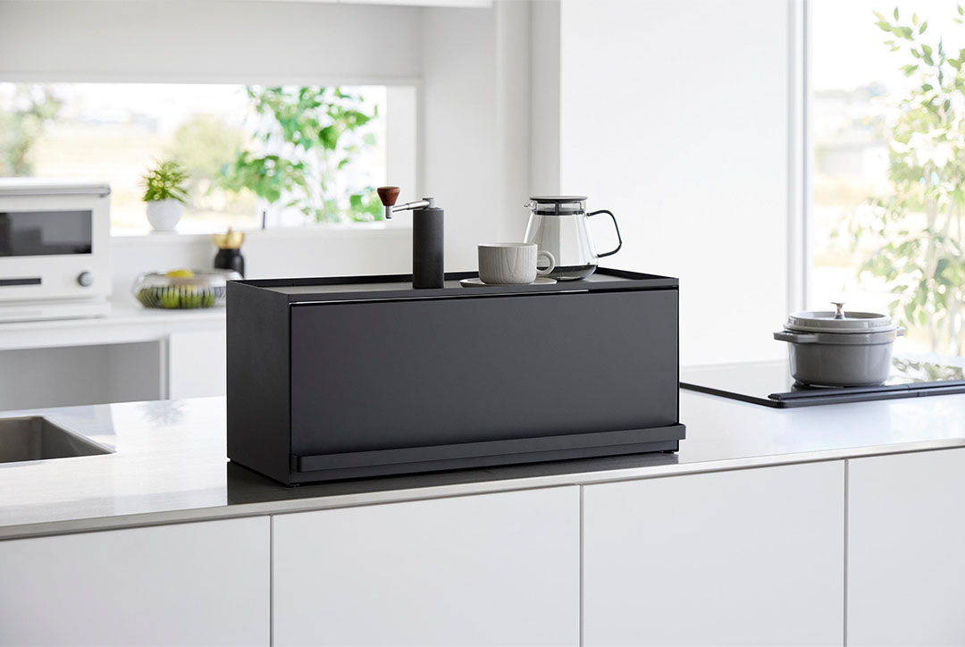 前が開くキッチンカウンター上収納ラック タワー Ｄ24 ホワイト