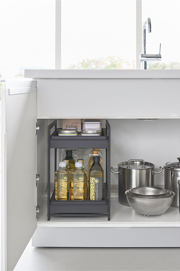 シンク下スライドラック タワー 2段 ホワイト