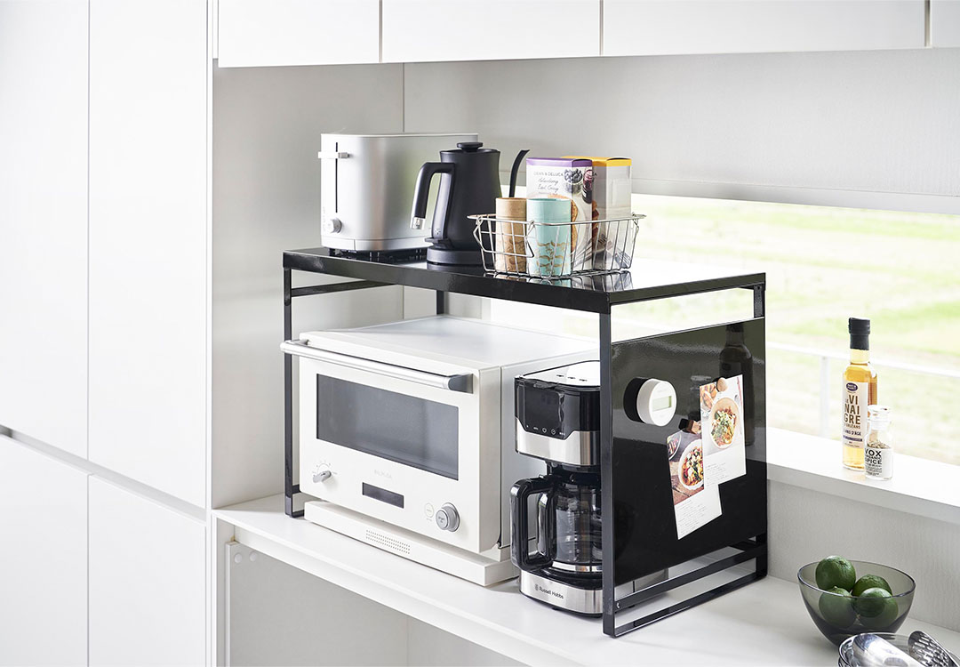 スチールパネル付きレンジラック タワー W75 ホワイト