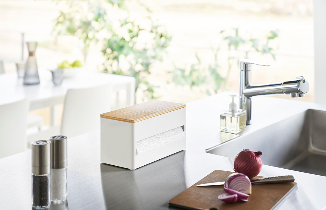 片手でカット隠せるキッチンペーパーホルダー リン S ブラウン