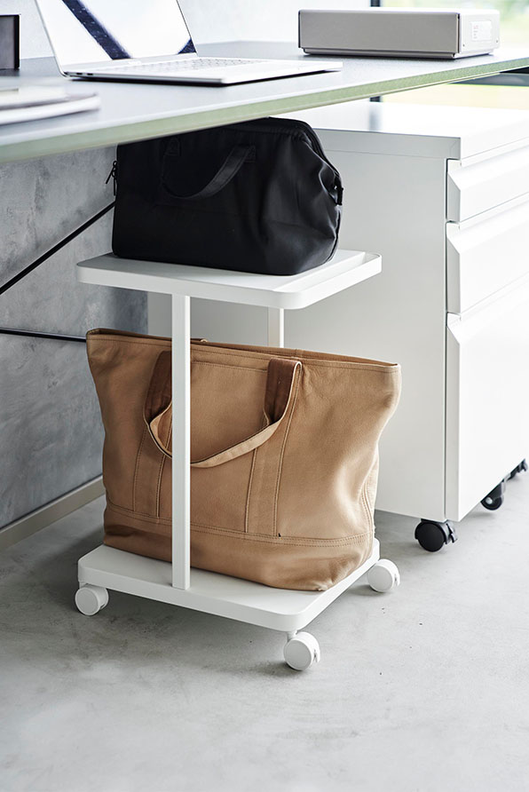 ランドセル収納ラック タワー キャスター付き 2段 ホワイト