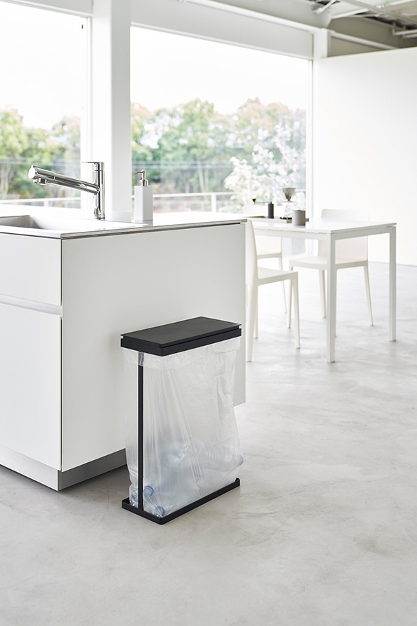 スリム蓋付き分別ゴミ袋ホルダー タワー 45L 横開き ホワイト