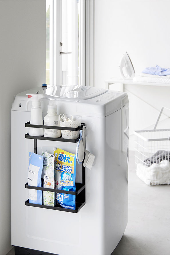 洗濯機横マグネット収納ラック タワー 2段 ホワイト