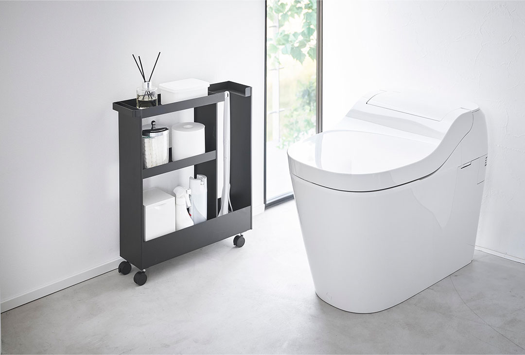 キャスター付きトイレスリムワゴン タワー 3段 ホワイト