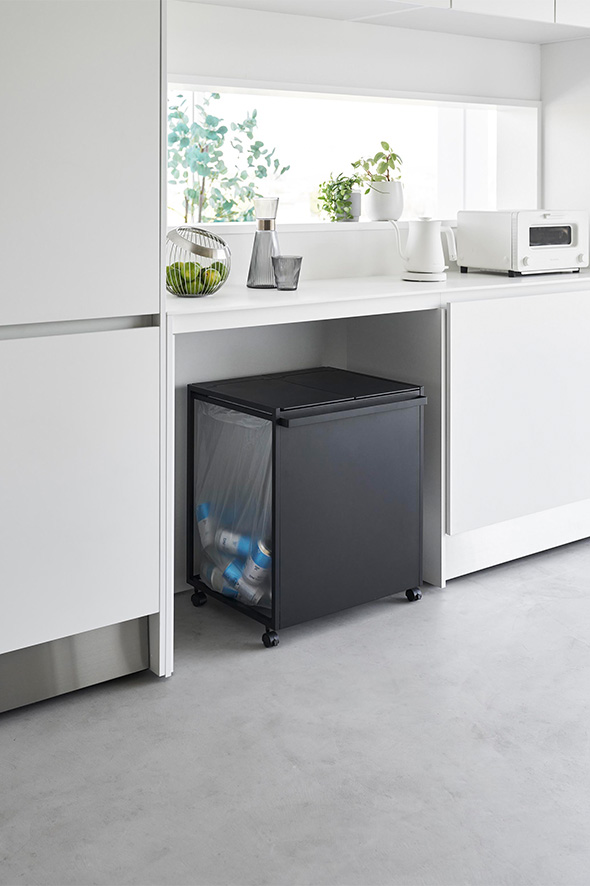 蓋付き目隠し分別ダストワゴン タワー 45L 2分別 ホワイト