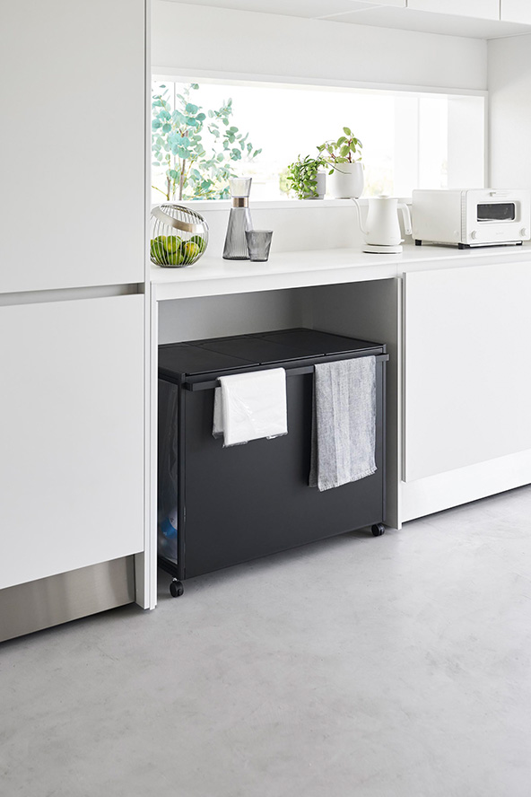 蓋付き目隠し分別ダストワゴン タワー 45L 3分別 ホワイト