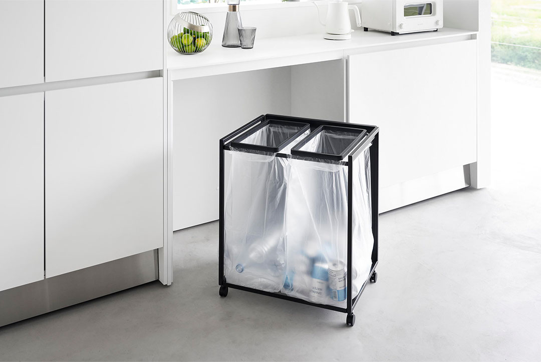 目隠し分別ダストワゴン タワー 45L 2分別 ホワイト