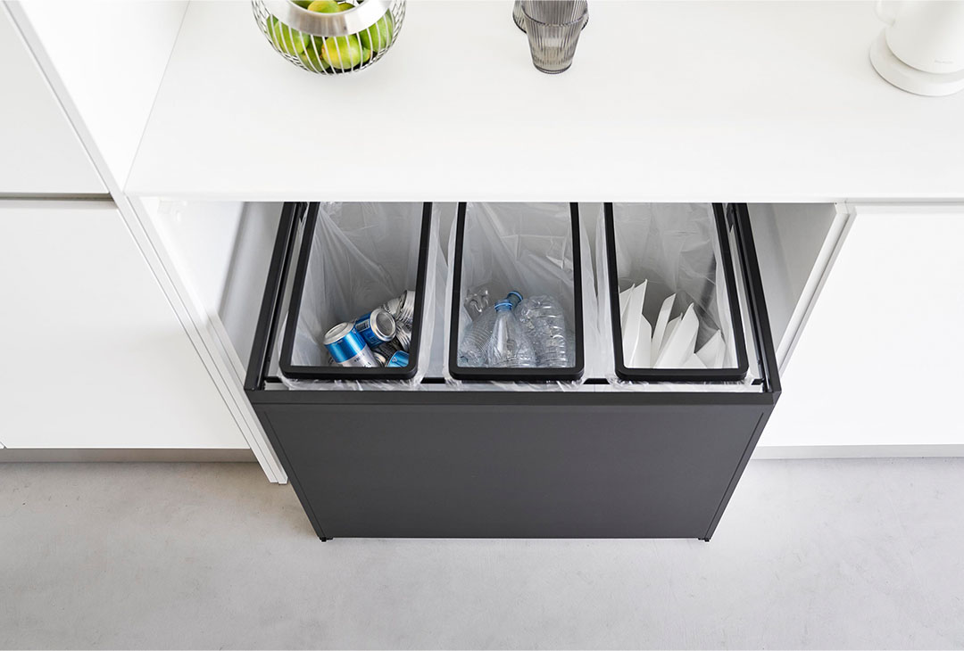 目隠し分別ダストワゴン タワー 45L 3分別 ホワイト