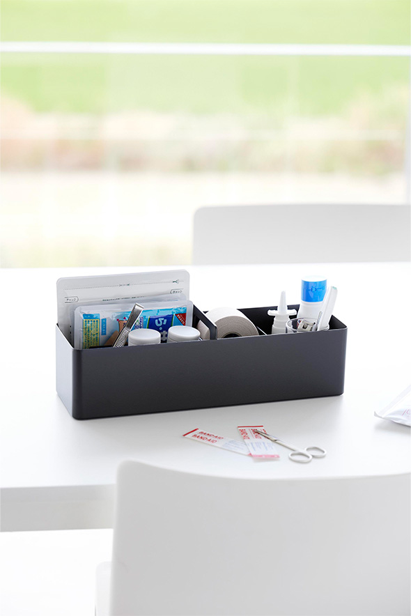 ハンドル付きスリム収納ボックス タワー ホワイト