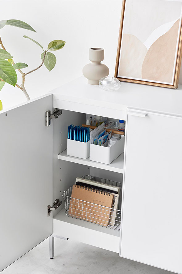 ハンドル付きスリム収納ボックス トスカ ホワイト