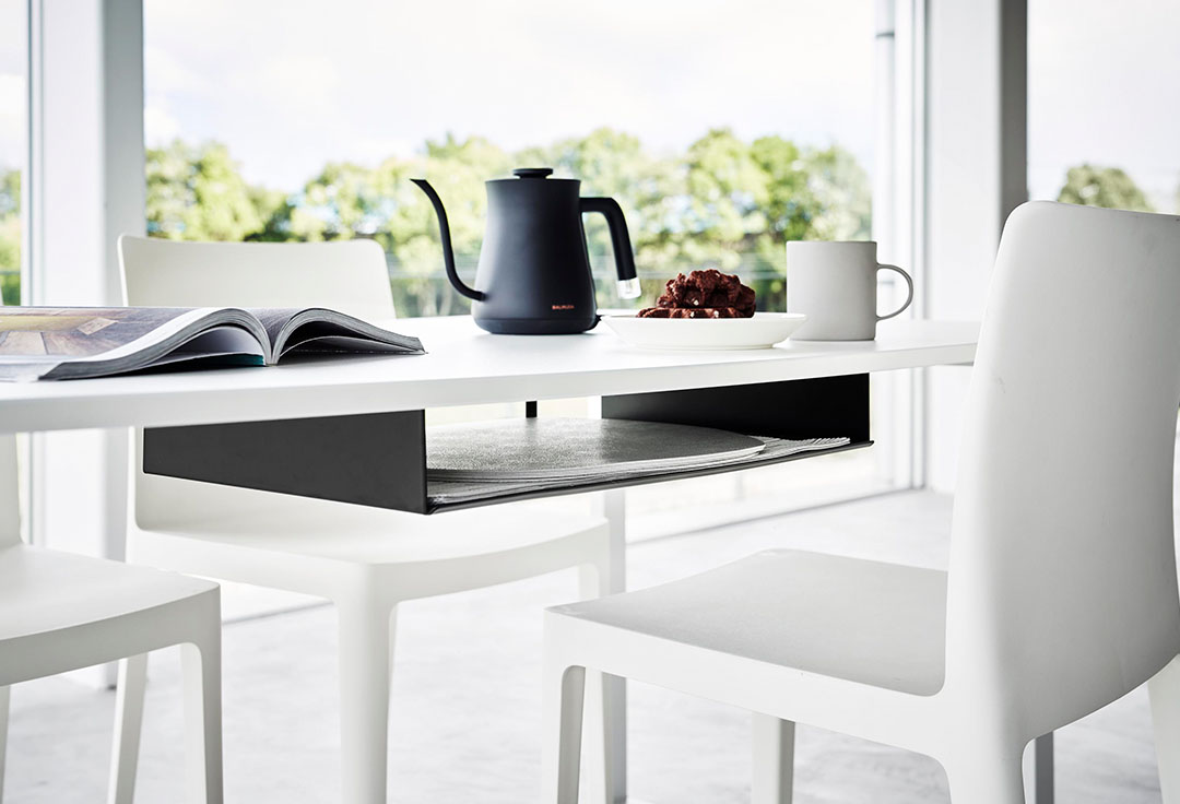 テーブル下ランチョンマット収納ラック タワー ホワイト