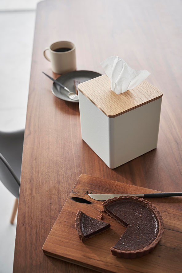 上から出せるティッシュ&トイレットペーパーケース リン ナチュラル