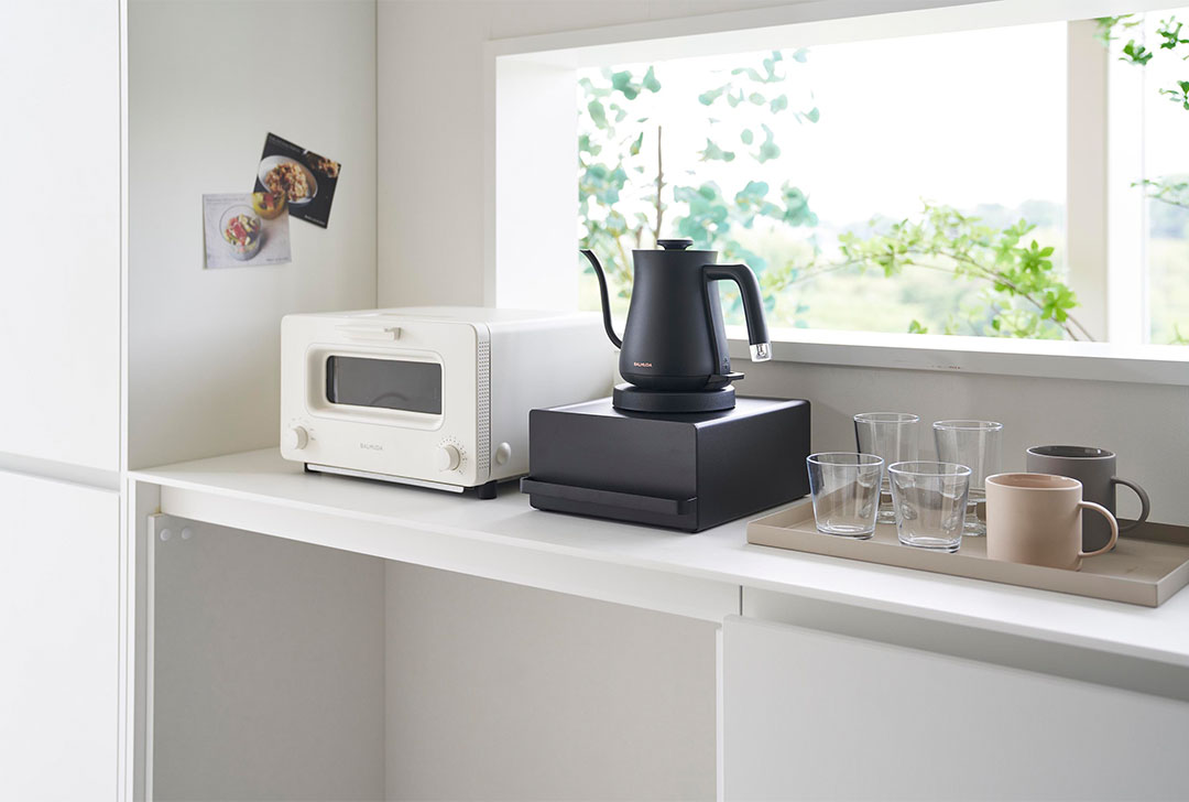 引き出し付きキッチン家電下ラック タワー ホワイト