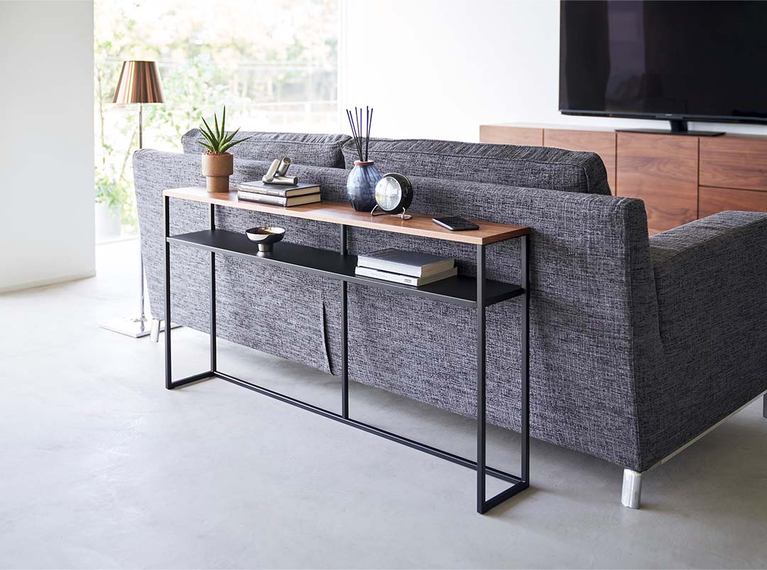 ソファー裏コンソールテーブル タワー 棚付き ホワイト