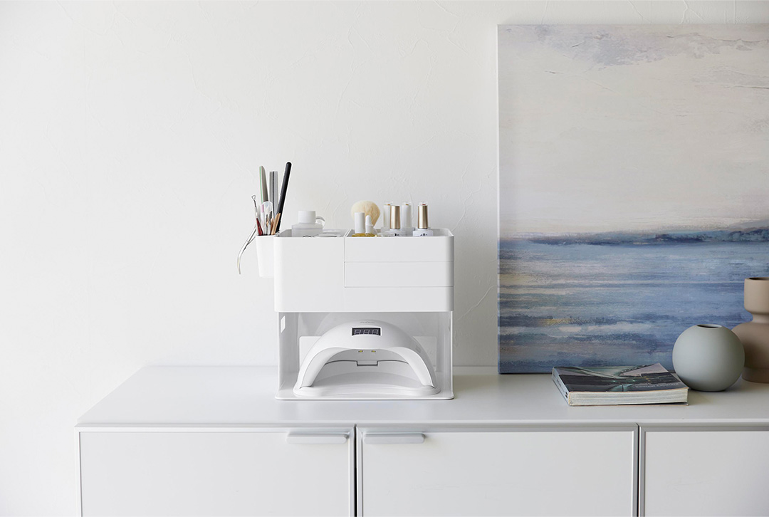 ネイルライト＆ジェルネイル用品収納ケース タワー ホワイト