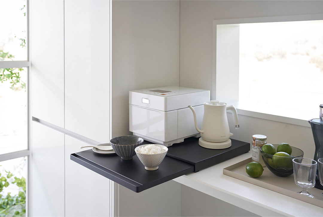 キッチン家電下スライドテーブル タワー ホワイト