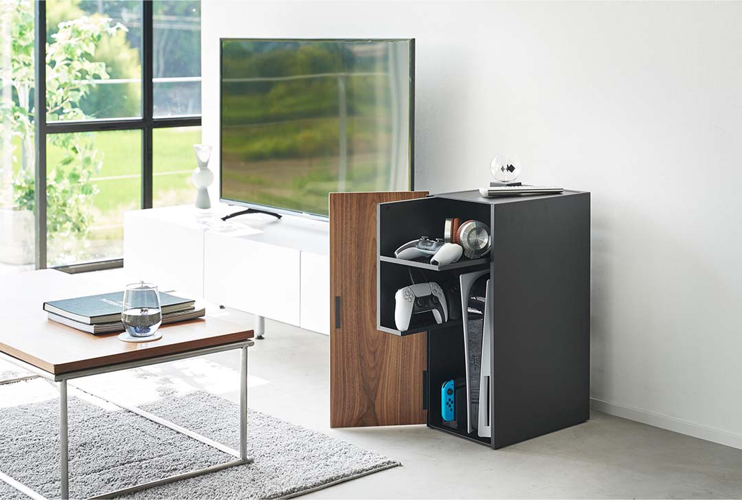 ゲーム機収納ラック タワー ブラック