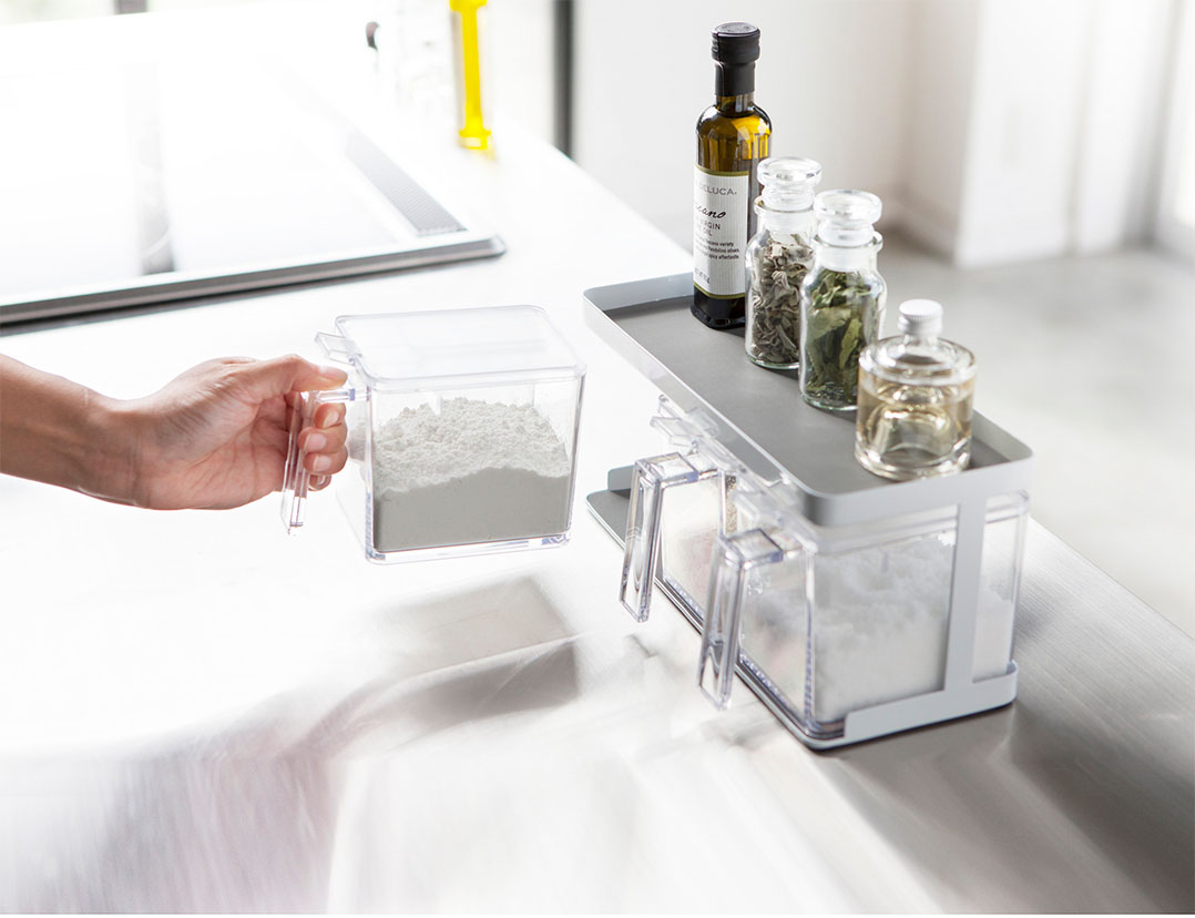 調味料ストッカー＆ラック タワー 3個セット ホワイト