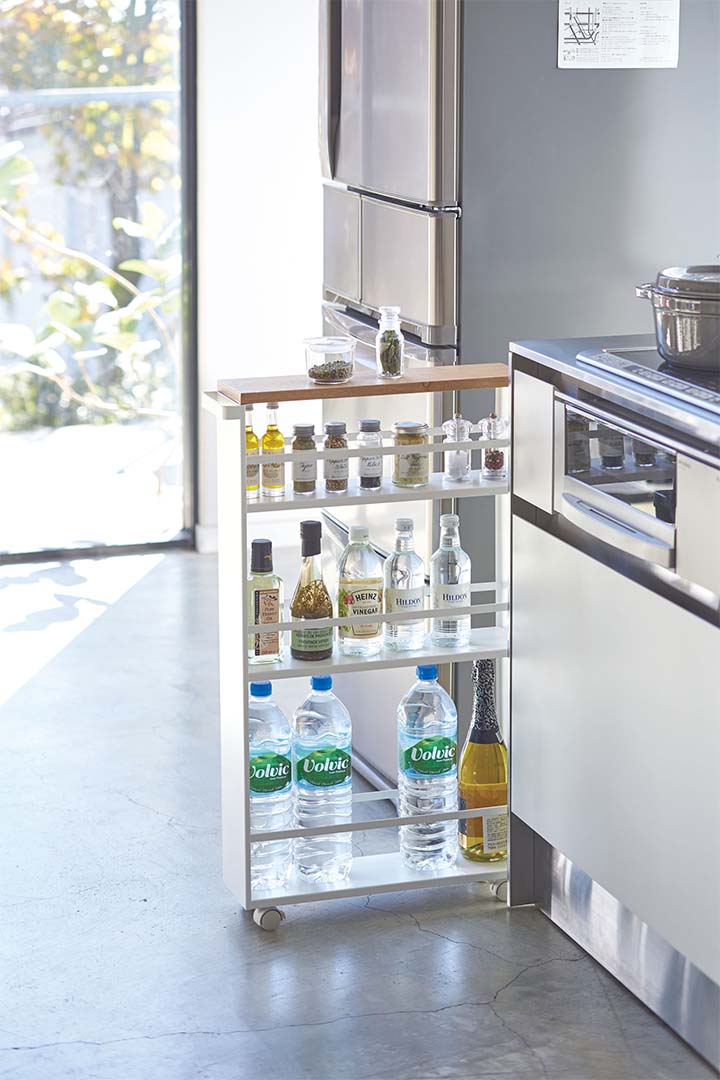 ハンドル付きスリムワゴン タワー ホワイト