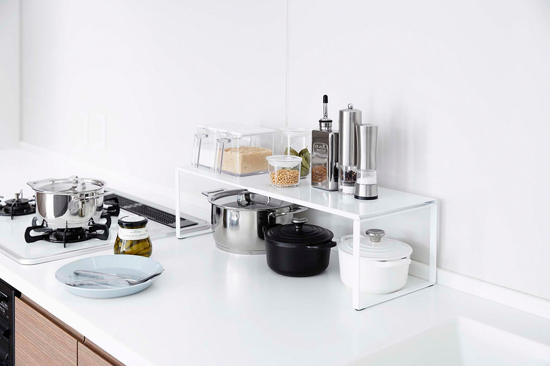 伸縮収納棚 タワー ホワイト