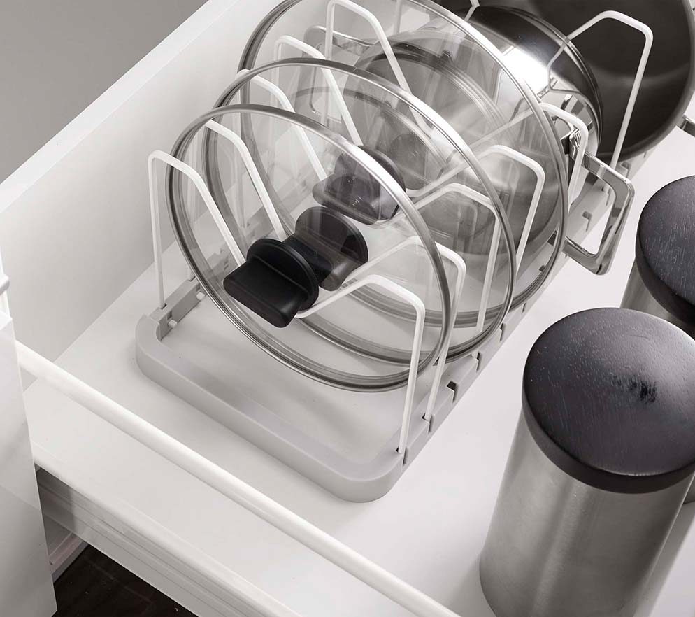 シンク下 伸縮鍋蓋&フライパンスタンド プレート ホワイト