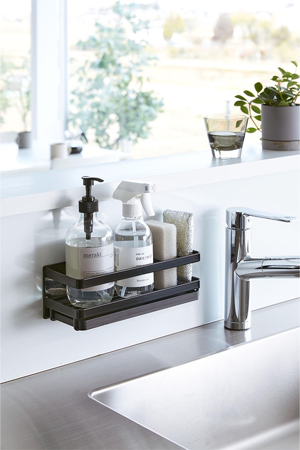 マグネットスポンジ＆ディスペンサーラック タワー トレー付き ホワイト