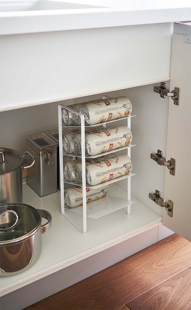 シンク下ボトルストッカー 4段 タワー ホワイト