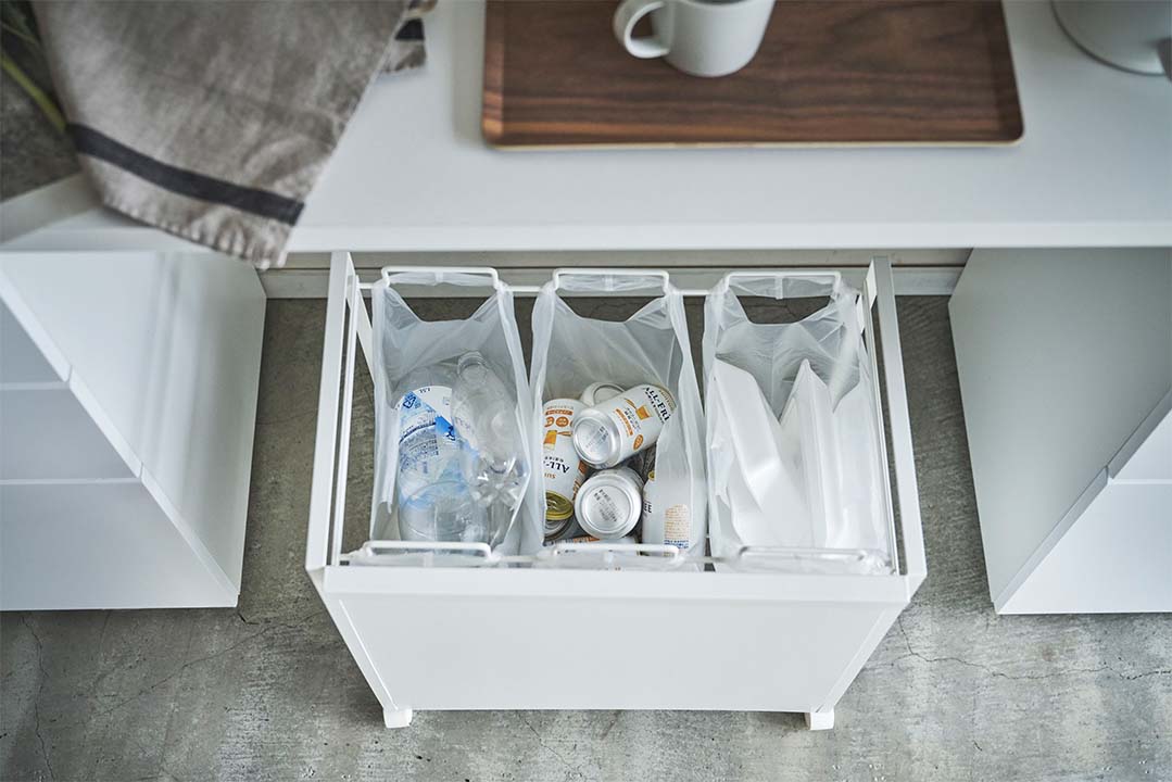 目隠し分別ダストワゴン タワー 3分別 ホワイト