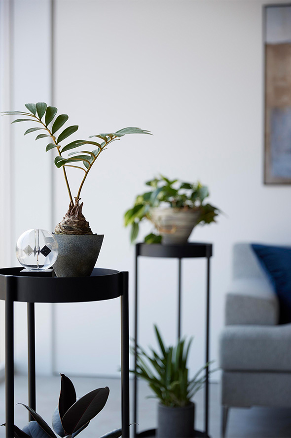 キャスター付きプランタースタンド タワー 2段 ブラック