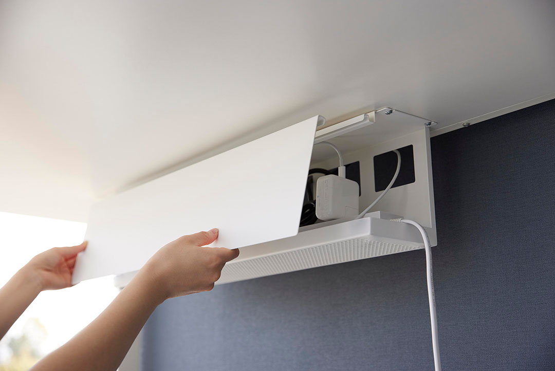 デスク下天板ケーブルラック タワー ロング ホワイト