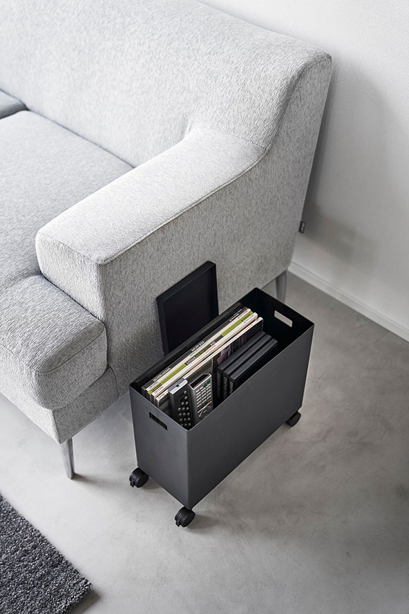 蓋付き収納ボックスワゴン タワー L ホワイト