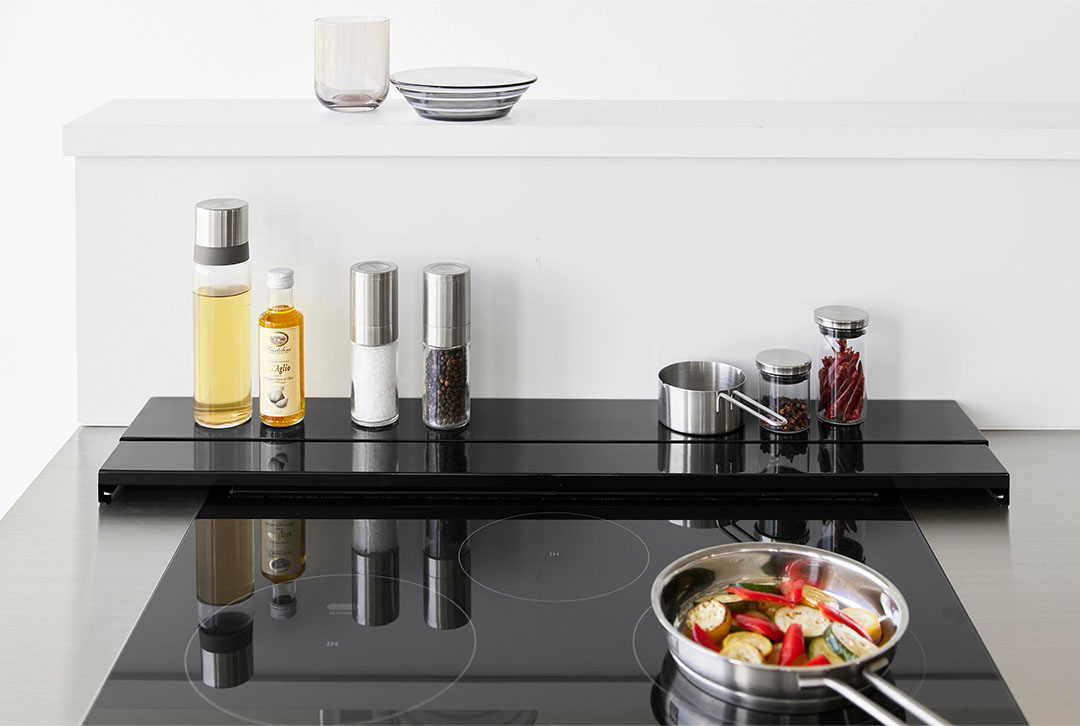 奥行伸縮排気口カバー タワー 75cmコンロ用 ブラック