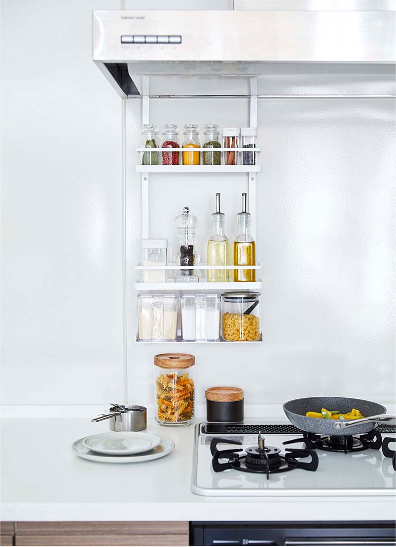 レンジフード調味料ラック タワー 3段 ホワイト